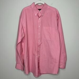 Jos. A Bank Traveler's Collection Pink Check Button Down Shirt Sz. L 100% Cotton